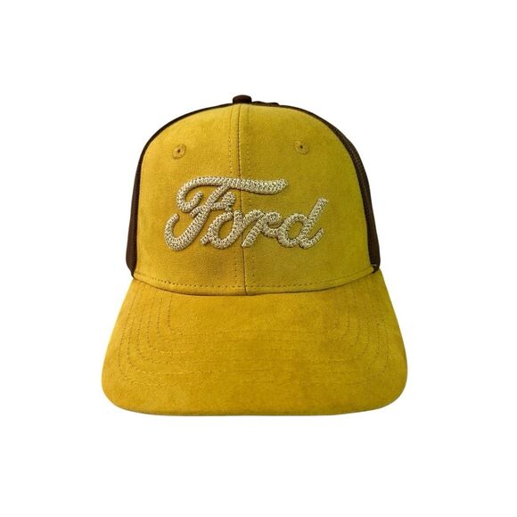 Ford Ball Cap Yellow Brown Mesh Baseball Hat Adjustable Back H3 Headware  OSFM - Picture 1 of 13